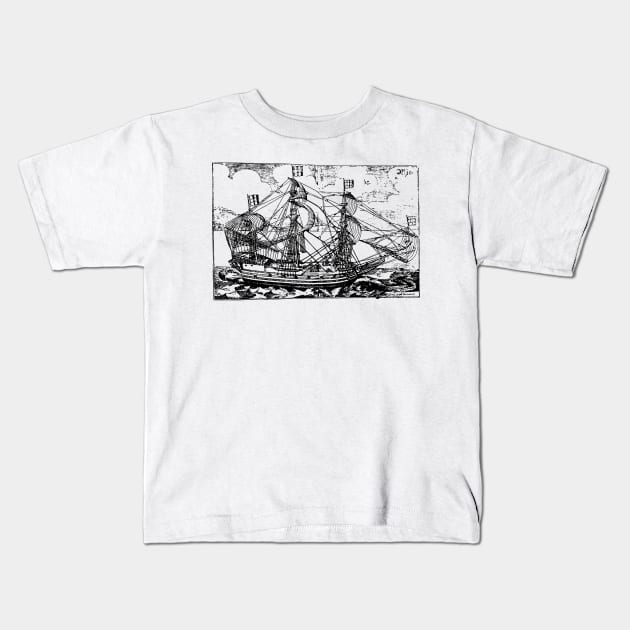 old ship vintage sailing ship, ship on an ocean voyage Kids T-Shirt by penandinkdesign@hotmail.com